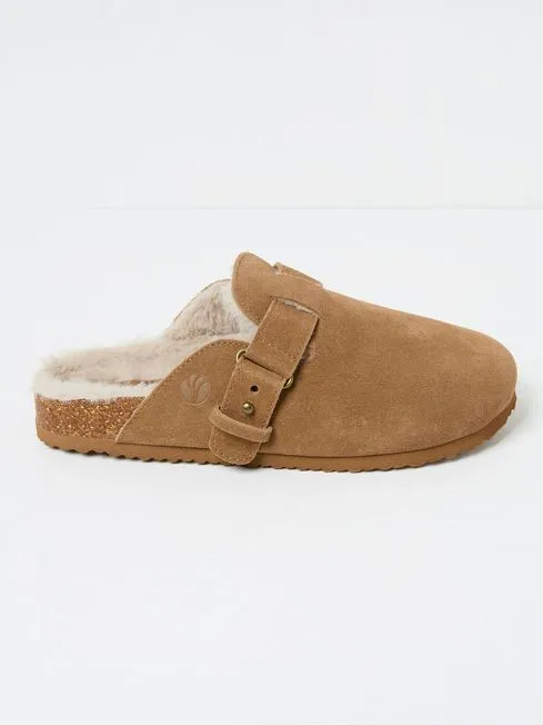 Women Fatface Slippers Elsie Tan Brown House Shoes