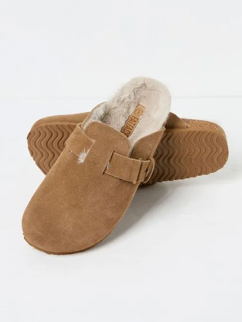 Women Fatface Slippers Elsie Tan Brown House Shoes Women Fatface Slippers Elsie Tan Brown House Shoes