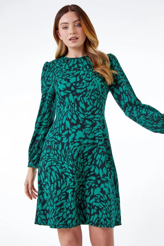 Women Forest Animal Print Jacquard Dress Roman Dresses