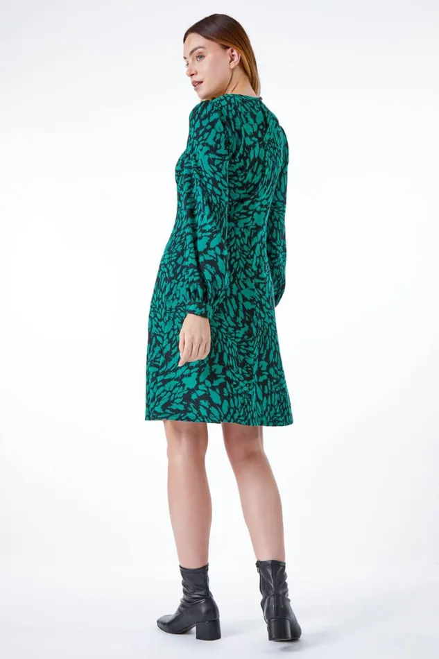 Women Forest Animal Print Jacquard Dress Roman Dresses