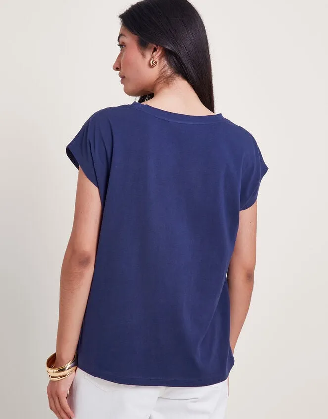 Women Garcia Cutwork TShirt Blue Monsoon Tops and Blouses