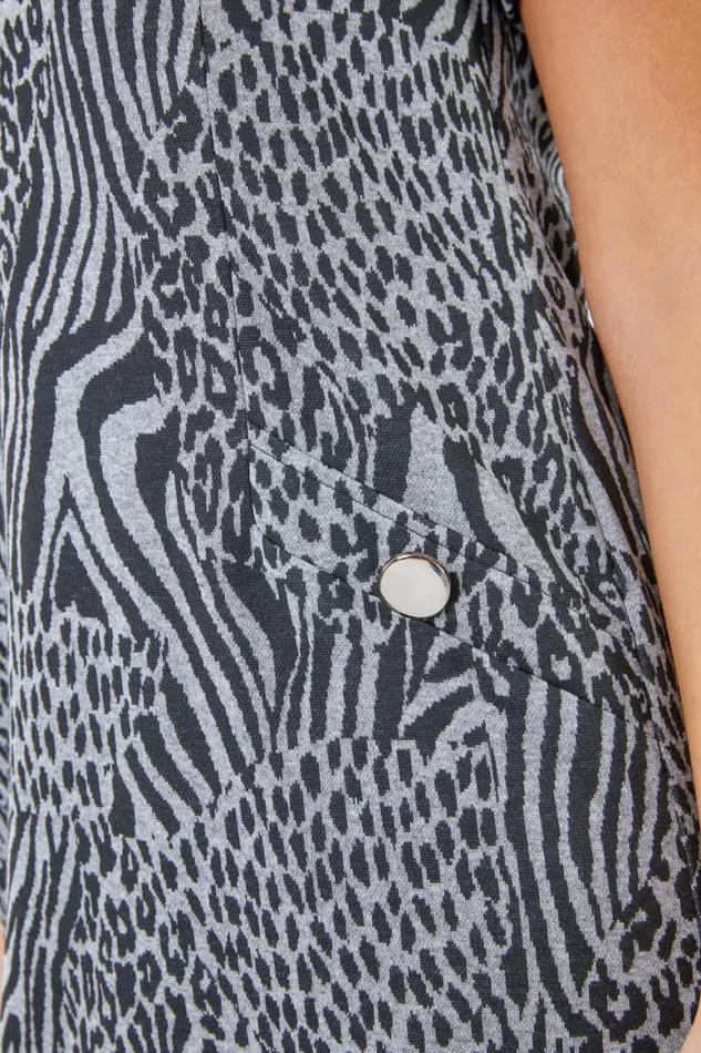 Women Grey Petite Animal Pocket Tunic Dress Roman Dresses