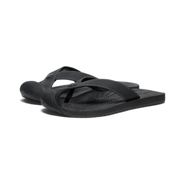 Women KEEN SlipOns Barbados BlackSteel Grey Leather FlipFlop Women KEEN SlipOns Barbados BlackSteel Grey Leather FlipFlop