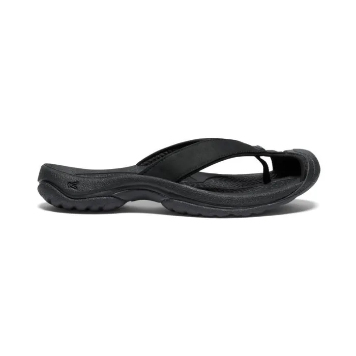 Women KEEN SlipOns Waimea BlackBlack Leather FlipFlop