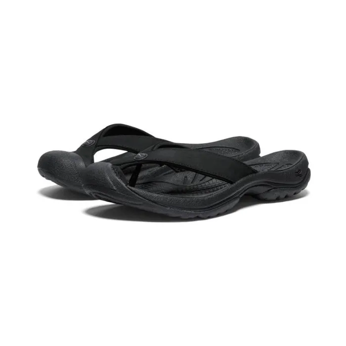 Women KEEN SlipOns Waimea BlackBlack Leather FlipFlop Women KEEN SlipOns Waimea BlackBlack Leather FlipFlop
