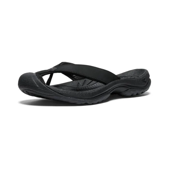 Women KEEN SlipOns Waimea BlackBlack Leather FlipFlop Women KEEN SlipOns Waimea BlackBlack Leather FlipFlop