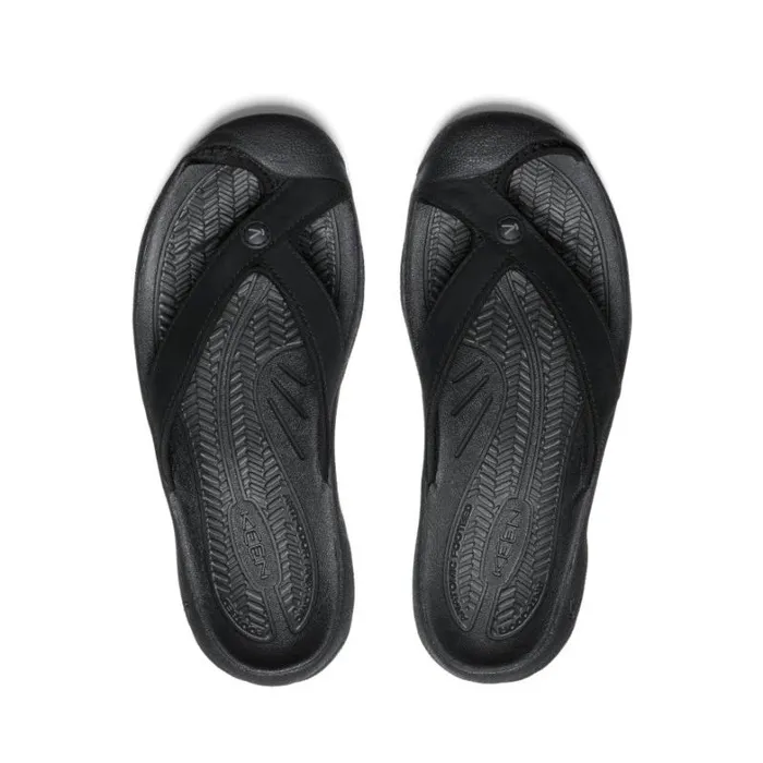 Women KEEN SlipOns Waimea BlackBlack Leather FlipFlop Women KEEN SlipOns Waimea BlackBlack Leather FlipFlop