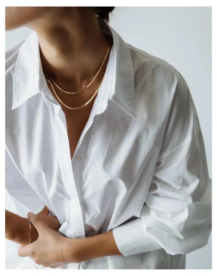 Women Kinn 14k Gold Carter Flat Herringbone Chain Necklace II Gold Madewell Fine Jewelry