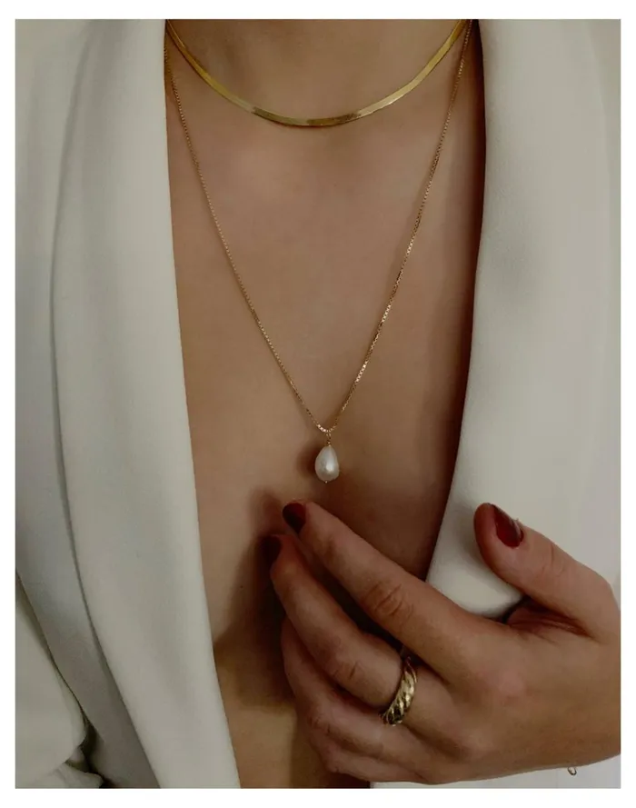 Women Kinn 14k Gold Carter Flat Herringbone Chain Necklace II Gold Madewell Fine Jewelry
