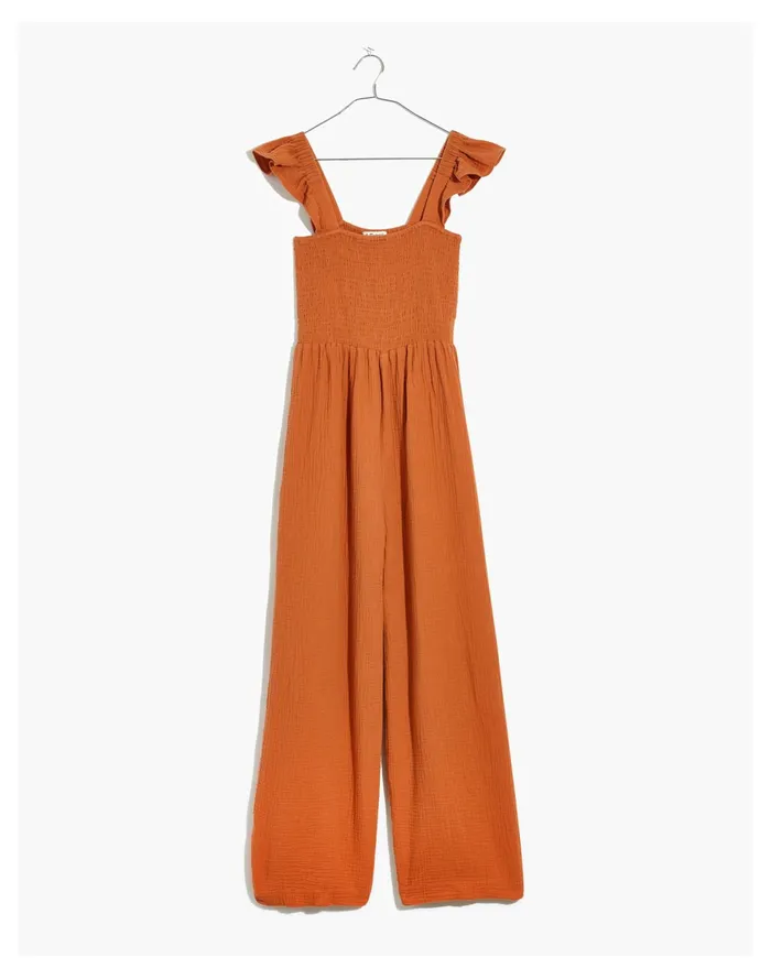 Women Lightspun Lucie Flutter Sleeve Jumpsuit Mulled Cider Madewell Jumpsuits and Overalls Women Lightspun Lucie Flutter Sleeve Jumpsuit Mulled Cider Madewell Jumpsuits and Overalls