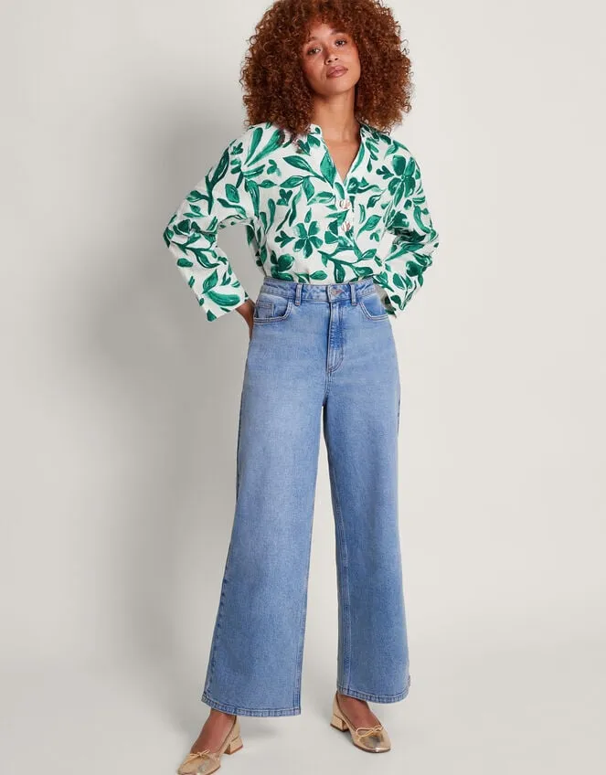 Women Naomi Print Linen Blouse Green Monsoon Tops and Blouses