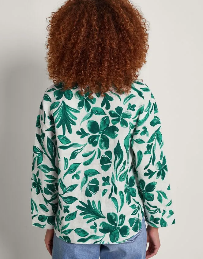 Women Naomi Print Linen Blouse Green Monsoon Tops and Blouses