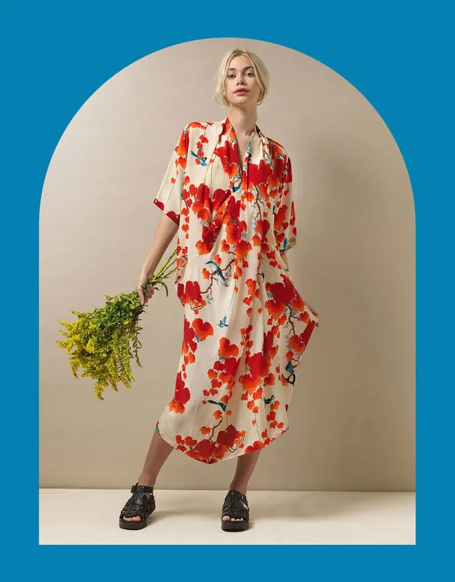 Women One Hundred Stars Acer Print Dress Orange Monsoon Dresses