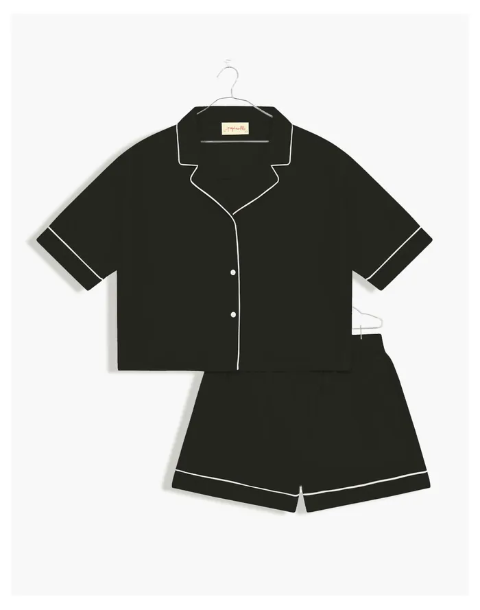 Women Papinelle Sleepwear Organic Cotton Mia Boxer Pajama Set Black Madewell Pajamas Women Papinelle Sleepwear Organic Cotton Mia Boxer Pajama Set Black Madewell Pajamas