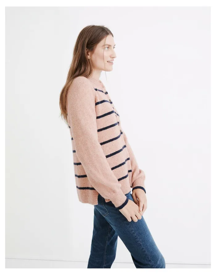 Women Pembury Henley Mockneck Sweater In Stripe Heather Quartz Madewell Sweaters Women Pembury Henley Mockneck Sweater In Stripe Heather Quartz Madewell Sweaters