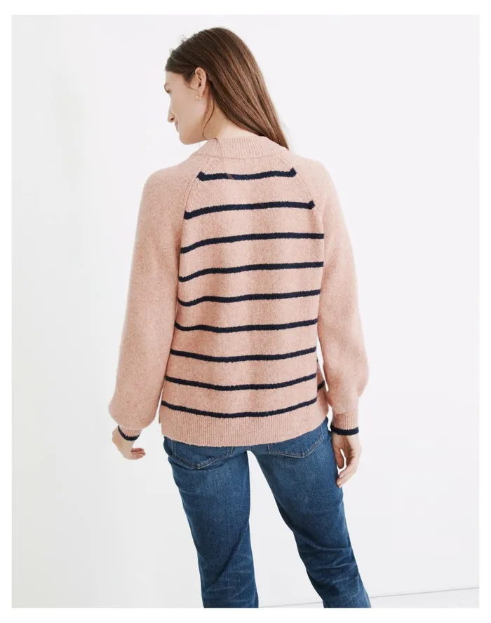 Women Pembury Henley Mockneck Sweater In Stripe Heather Quartz Madewell Sweaters Women Pembury Henley Mockneck Sweater In Stripe Heather Quartz Madewell Sweaters