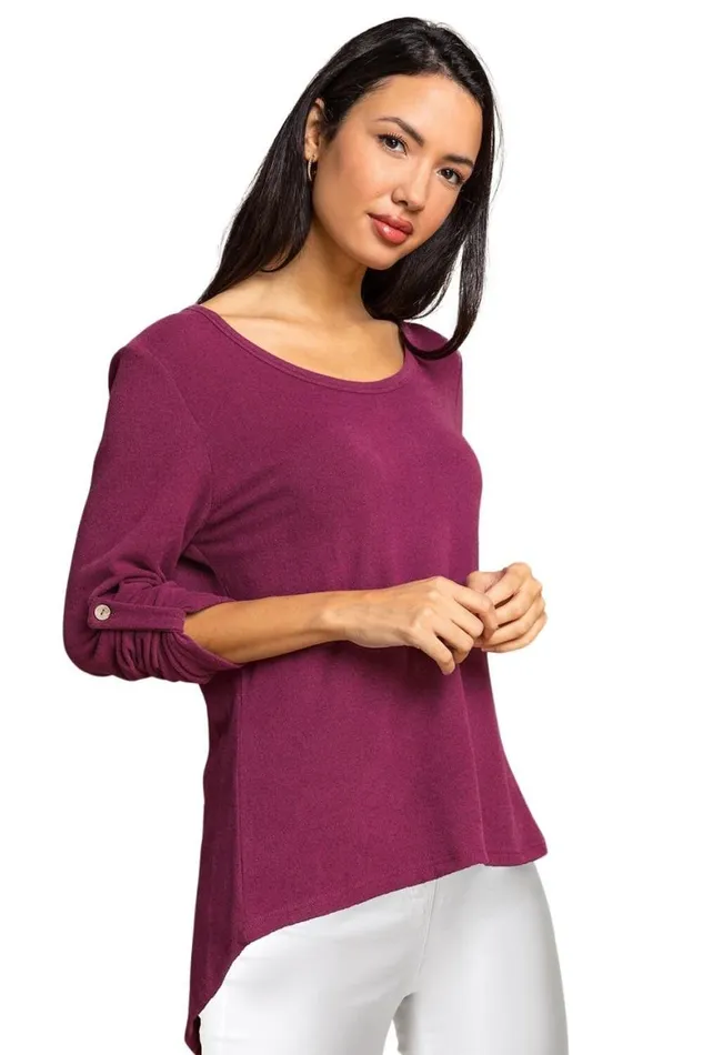 Women Rose Jersey Bow Back Detail Top Roman Tops