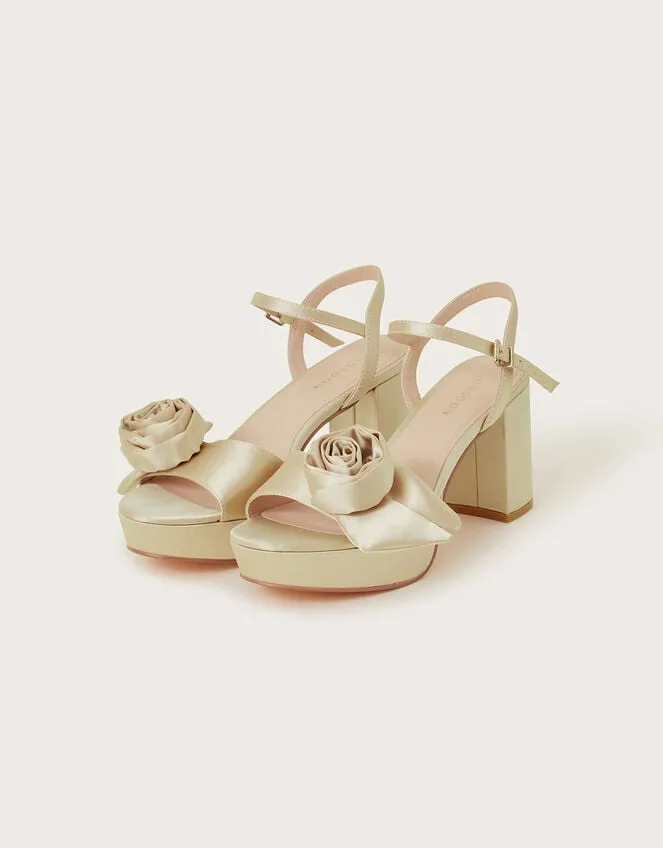 Women Rosette Platform Heels Gold Monsoon Platforms