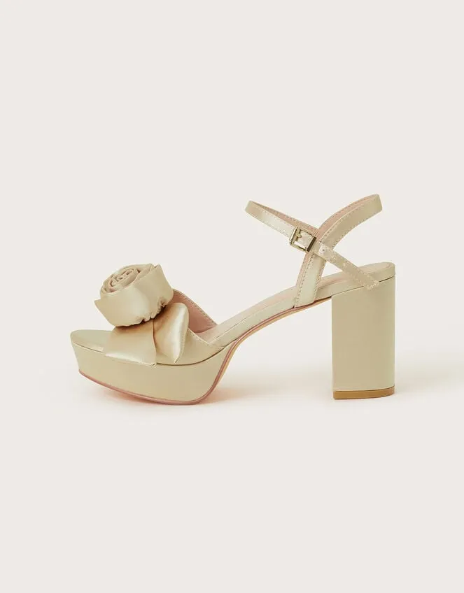 Women Rosette Platform Heels Gold Monsoon Platforms