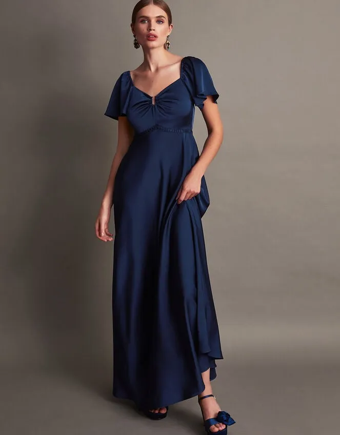 Women Savannah Satin Maxi Dress Blue Monsoon Occasionwear