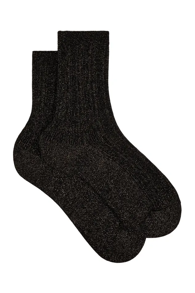 Women Socks Warren Noir Chaussettes Coton Et Lurex Noires Des Petits Hauts Shoes and Socks