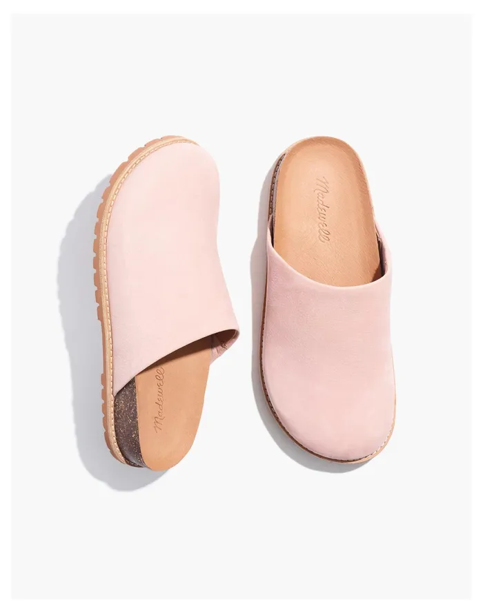 Women The Layne Clog Mule In Nubuck Dusty Blush Madewell Flats