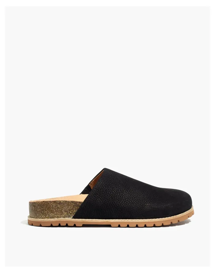 Women The Layne Clog Mule In Nubuck True Black Madewell Flats Women The Layne Clog Mule In Nubuck True Black Madewell Flats