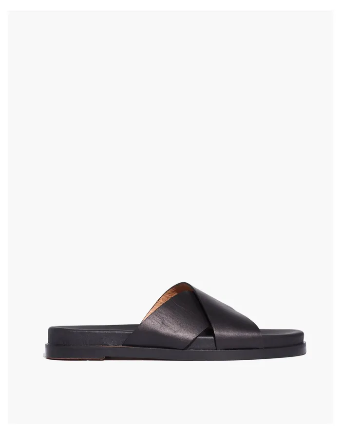 Women The Louisa Crisscross Slide True Black Madewell Sandals Women The Louisa Crisscross Slide True Black Madewell Sandals