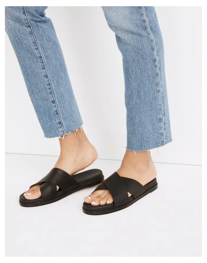 Women The Louisa Crisscross Slide True Black Madewell Sandals Women The Louisa Crisscross Slide True Black Madewell Sandals