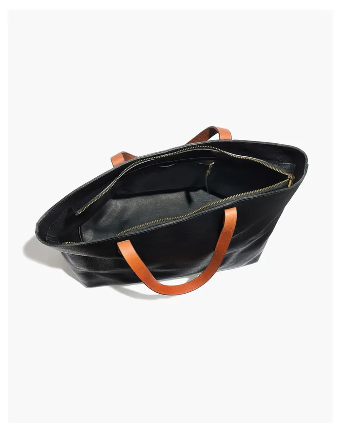 Women The Zip Top Transport Tote True Black Brown Madewell Totes Women The Zip Top Transport Tote True Black Brown Madewell Totes