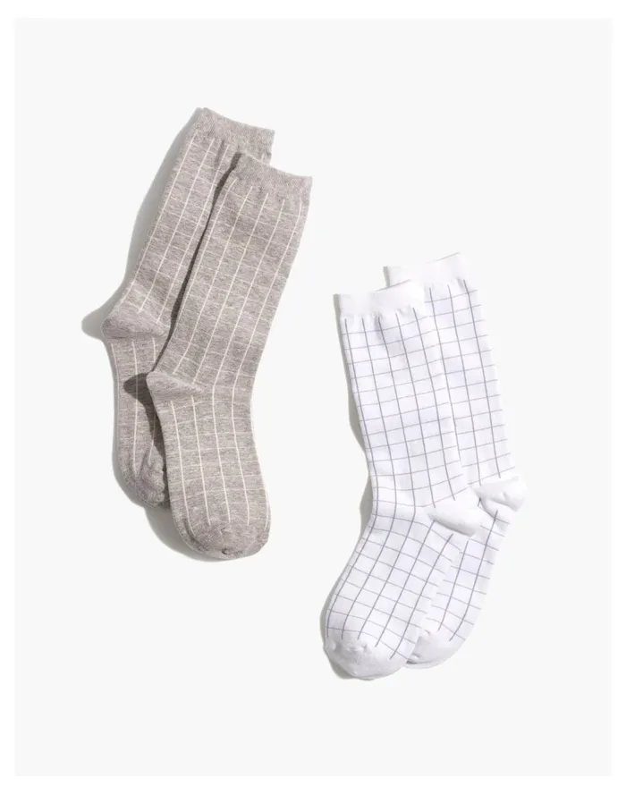 Women Two Pack Grid Trouser Socks True Black Multi Madewell Socks