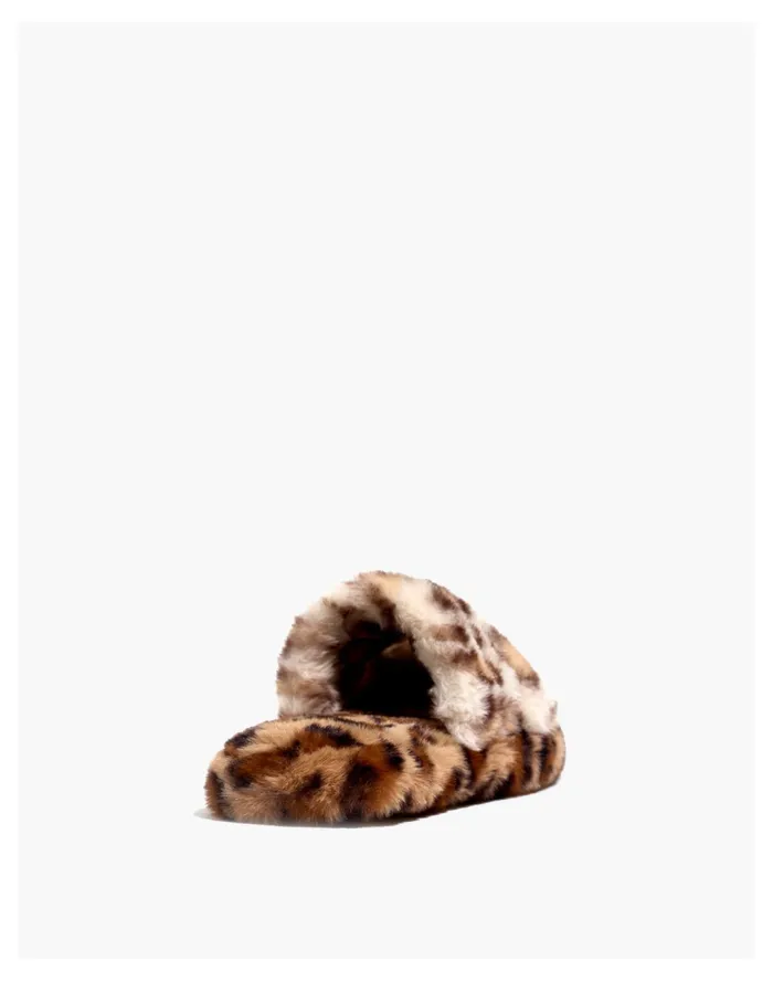 Women Two Strap Scuff Slippers In Leopard Recycled Faux Fur Melon Cedar Multi Madewell Slippers Women Two Strap Scuff Slippers In Leopard Recycled Faux Fur Melon Cedar Multi Madewell Slippers