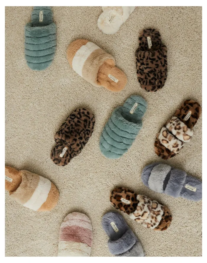 Women Two Strap Scuff Slippers In Leopard Recycled Faux Fur Melon Cedar Multi Madewell Slippers Women Two Strap Scuff Slippers In Leopard Recycled Faux Fur Melon Cedar Multi Madewell Slippers